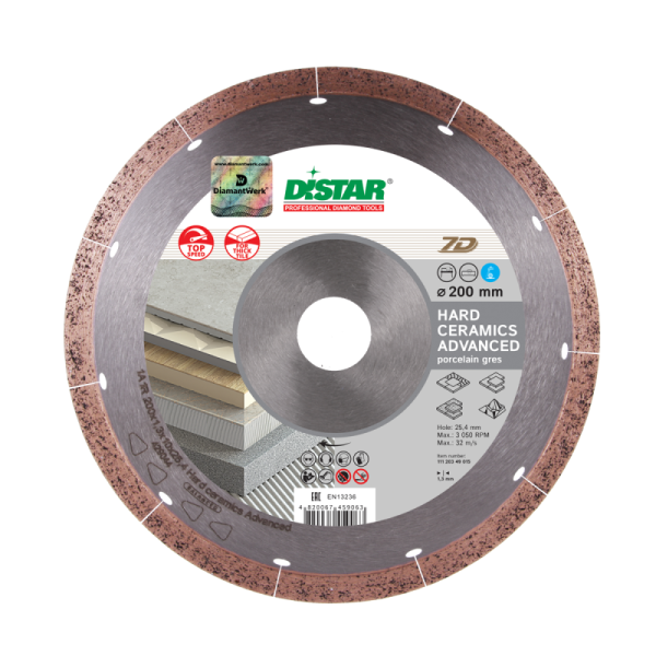 Круг алмазный отрезной HardCeramics Advanced 7D (керамогранит) 250х1,5х10х25,4; DISTAR