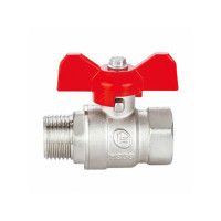 Кран латунный слойный Base 3/4" резьба В/С ручка бабочка, Double-lin