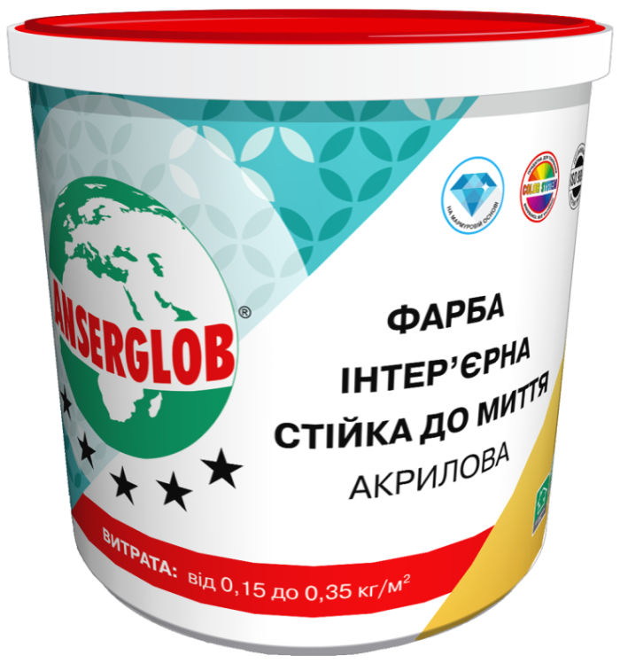 ANSERGLOB Краска интерьерная акриловая стойкая к мытью 14 кг