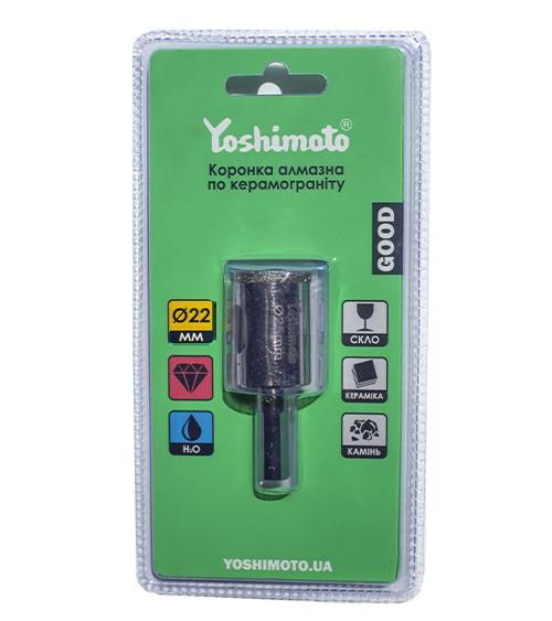 Коронка алмазная по керамограниту , 22мм. (20шт/уп) Yoshimoto Y18-022