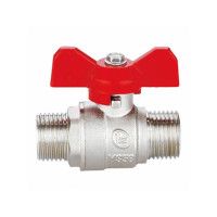 Кран латунный слойный Base 3/4" резьба С/С ручка бабочка, Double-lin