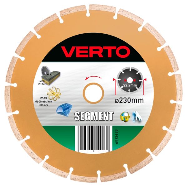Круг алмазный  230 х 2,6 х 22,23 SEGMENT (киприч, бетон, камень); VERTO 61H3S9