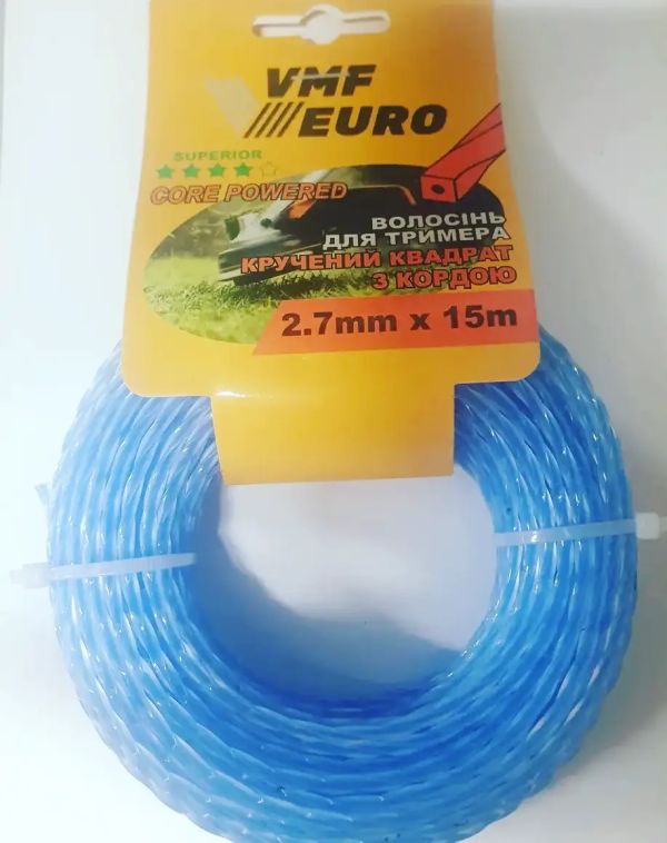 Леска для триммера "Square twist" со шнуром, 2.4mm x 15m VMF EURO Superior