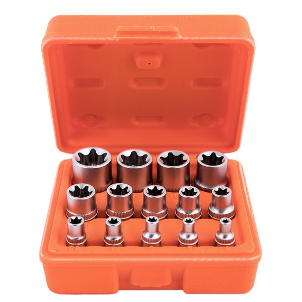 Набор головок торкс 1/4"-3/8"-1/2"DR, 14 предметов Е4-Е24 Alloid