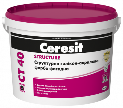 CERESIT CT 40 Краска фасадная акриловая структурная , 10л