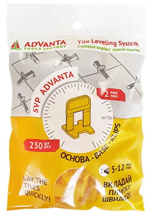 Система Выравнивания Плитки (СВП); Зажимы 2 мм (500 шт) SVP ADVANTA