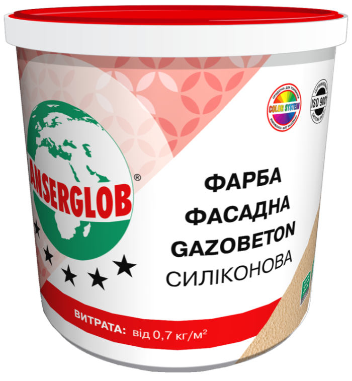 ANSERGLOB Краска структурная силиконовая GAZOBETON, 28 кг (24/уп)