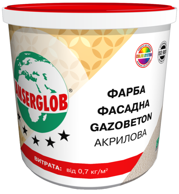 ANSERGLOB Краска структурная акриловая GAZOBETON, 28 кг