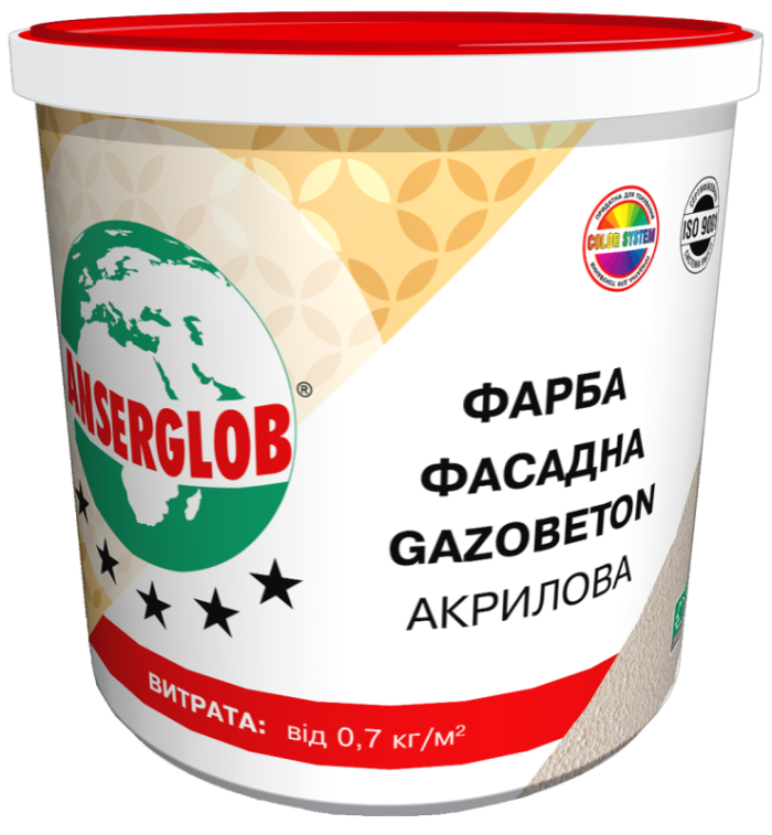 ANSERGLOB Краска структурная акриловая GAZOBETON, 28 кг