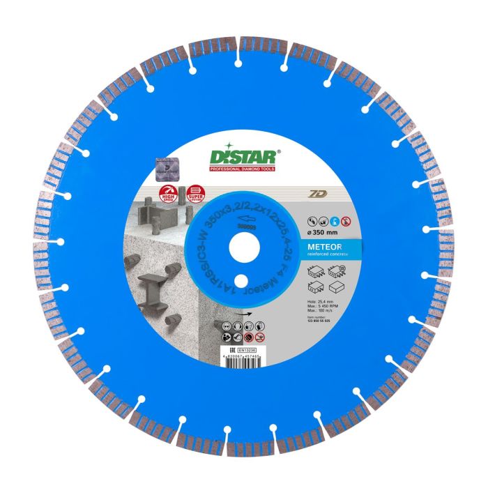 Круг алмазный отрезной Meteor 7D segment (армир.бетон; бетон; камень) 500х3,8х11,5x32; DISTAR
