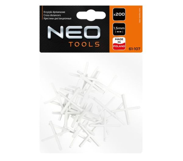 Крестики дистанционные для плитки (1,5 мм), 200 шт.; NEO (аналог 16B515) 61-107