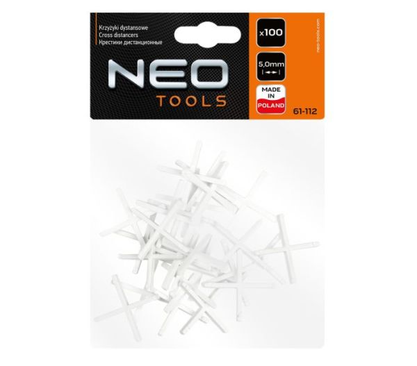 Крестики дистанционные для плитки (5,0 мм), 100 шт.; NEO (аналог 16B550) 61-112