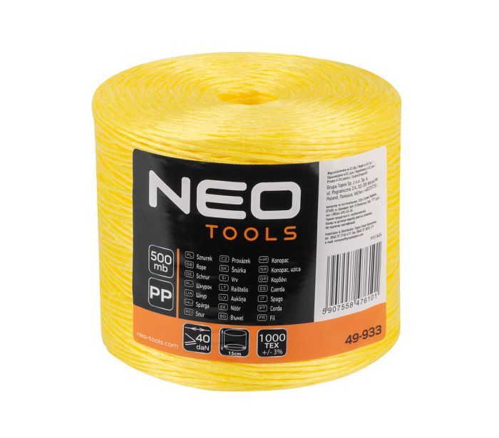 Шнур полипропиленовый 500м NEO 49-933