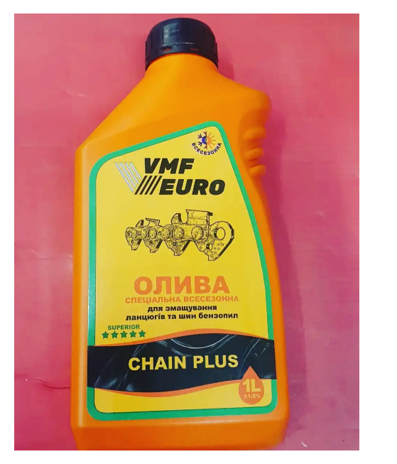 Масло CHAIN ​​PLUS  для смазки цепей и шин бензопил 1л ПЭ VMF EURO