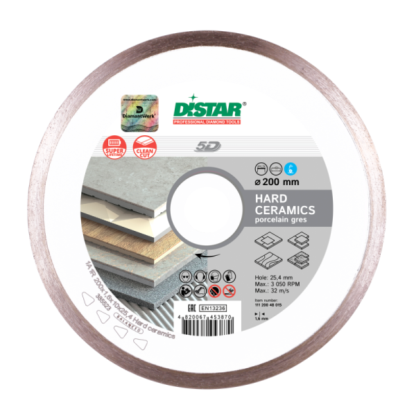 Круг алмазный отрезной HardCeramics 5D (керамика;глянц.керамика;кафель) 180х1,4х8,5х25,4; DISTAR