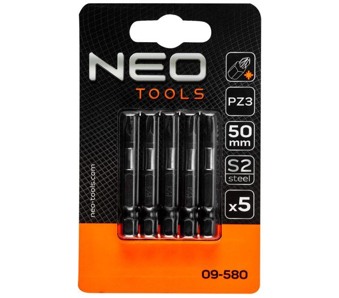 Ударные биты S2, 50 мм, PZ3 – 5 шт. NEO 09-580