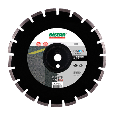 Круг алмазный отрезной SprinterPlus 5D segment (асфальт;гравий) 450х3,8х8х25,4;  DISTAR