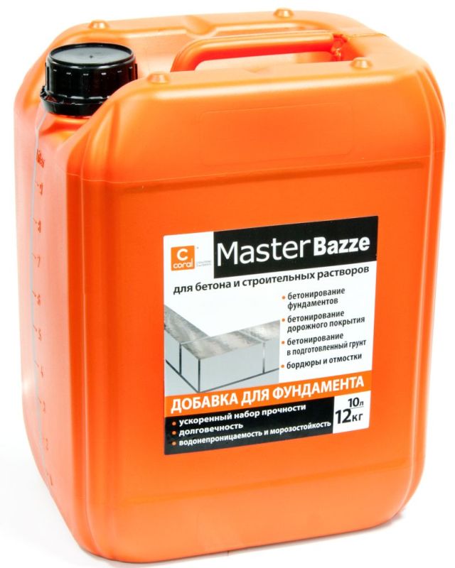 CORAL Добавка для фундамента MasterBazze, 10л (высокопрочная)