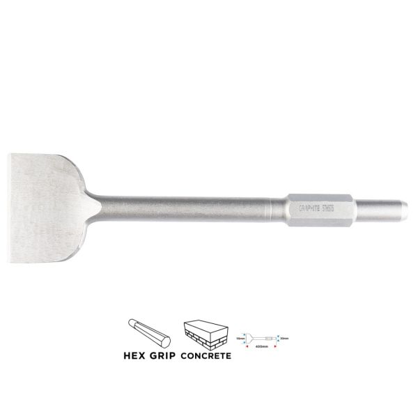 Зубило плоское HEX 115х400мм, для электроинструмента (Польша); GRAPHITE 57H575