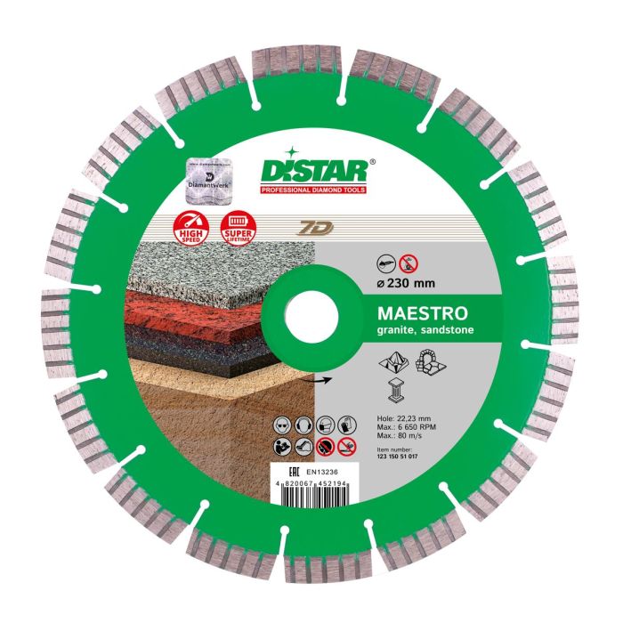 Круг алмазный отрезной Maestro 7D segment (бетон; камень; кирпич) 125х1,3х10; DISTAR