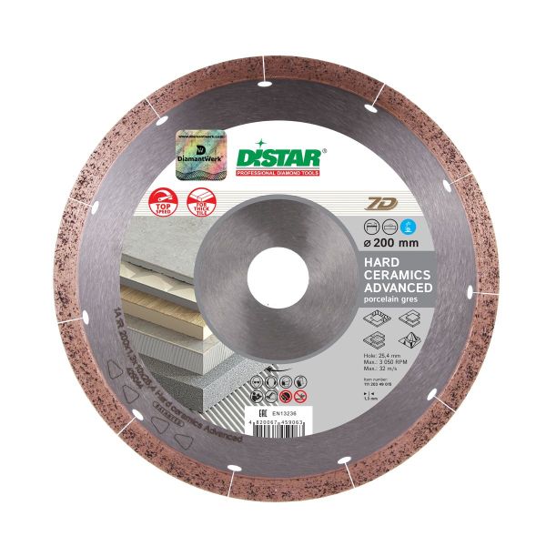 Круг алмазный отрезной HardCeramics Advanced 7D (керамогранит) 115х1,6х10х22; DISTAR