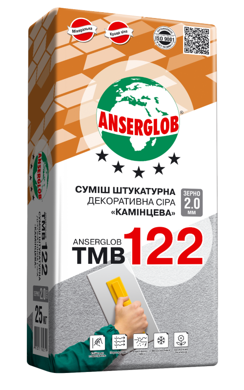 ANSERGLOB ТМВ-122 Штукат. декор. 1,5мм серая, 25кг