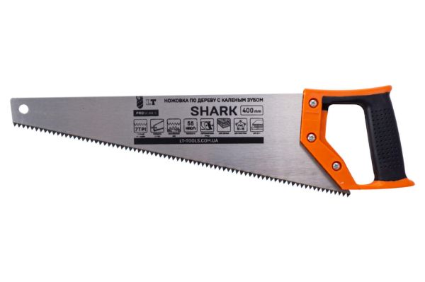 Ножовка по дереву "SHARK" с каленым зубом 500 мм, прорезиненная ручка, 7 зубов на 1 дюйм LT 38-500