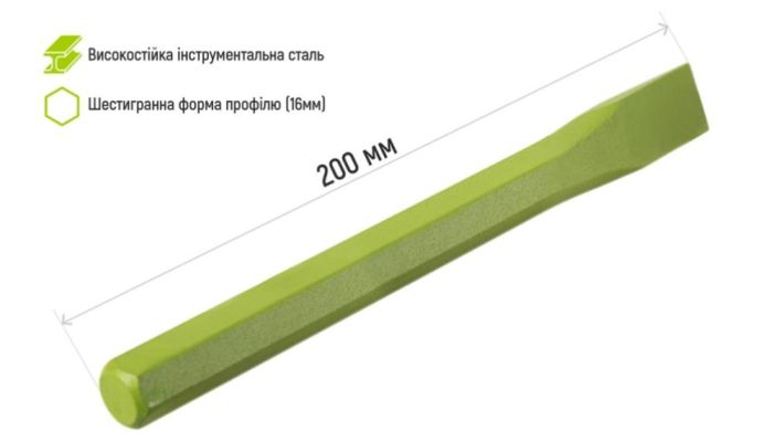 Зубило плоское ручное ударное 200х16х19мм Alloid