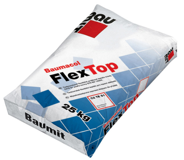 Baumit FlexTop эластичная клеящая смесь для приклеивания всех видов плиток, 25 кг